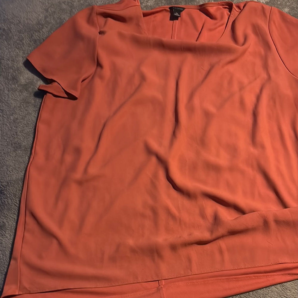 Ann Taylor Orange Polo Collar Short Sleeve Blouse